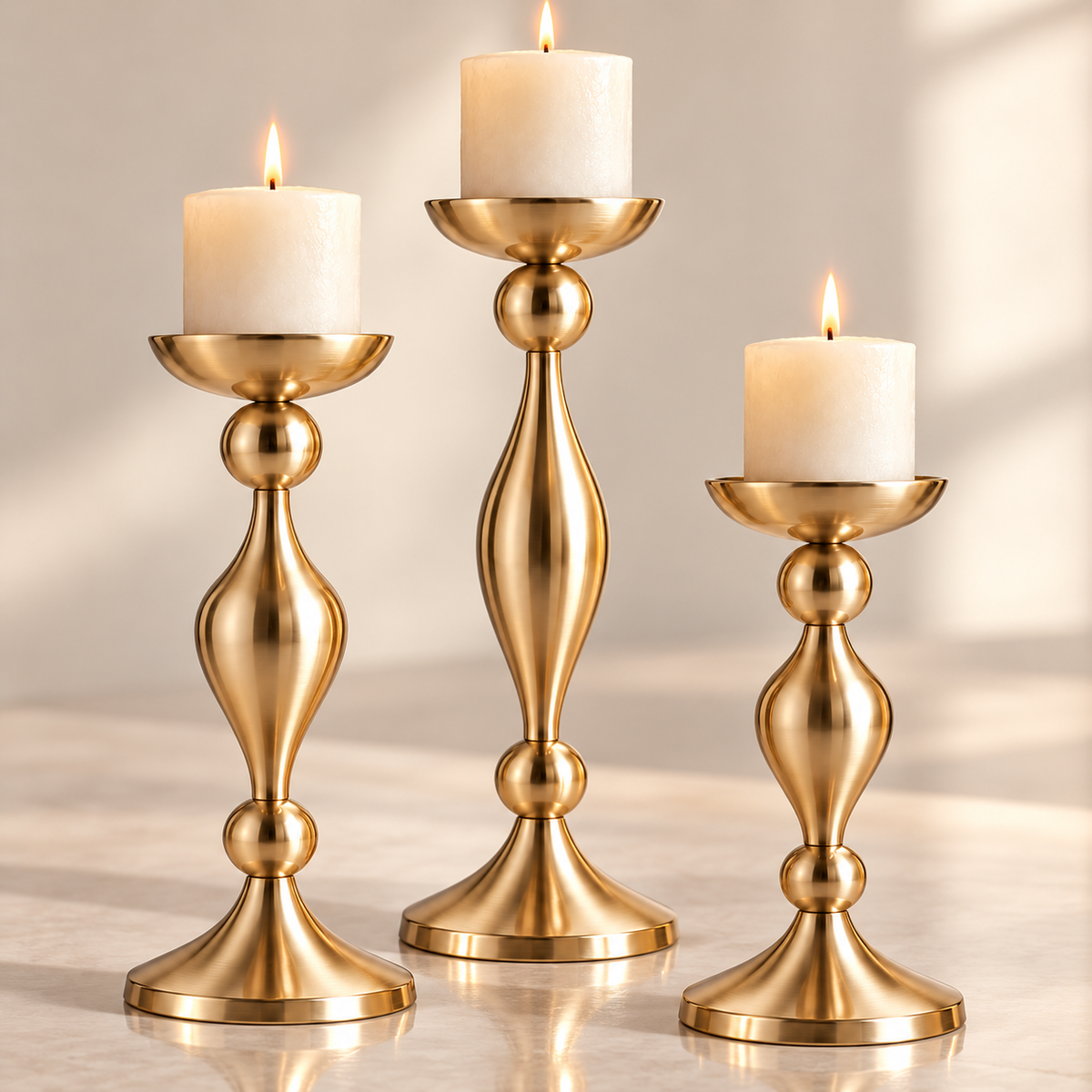 🕯️ Candle Holders | Metal | Dining | For Women | Champagne Glow