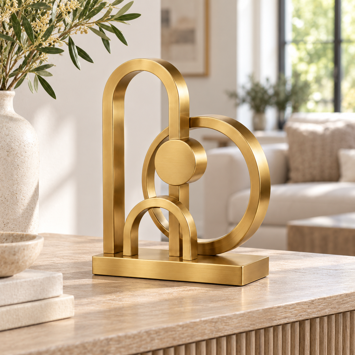 🔶 Home Decor | Brass Sculpture | Tabletop Gift | Geometric Elegance