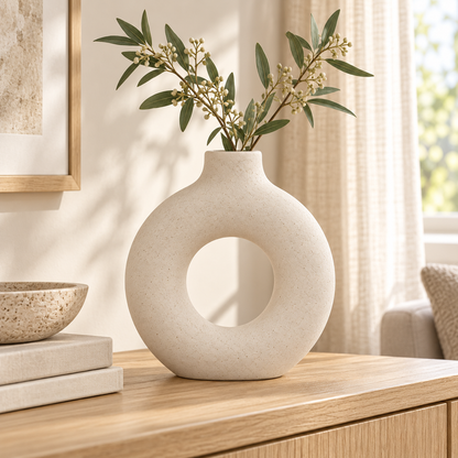 🏺 Home Decor | Ceramic Vase | Tabletop Gift | Donut Silhouette