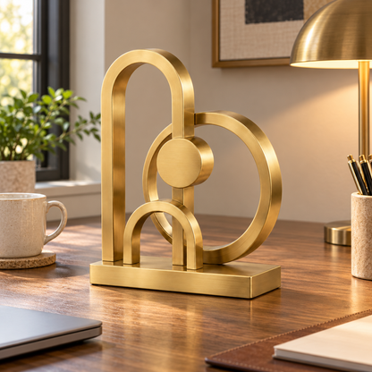🔶 Home Decor | Brass Sculpture | Tabletop Gift | Geometric Elegance