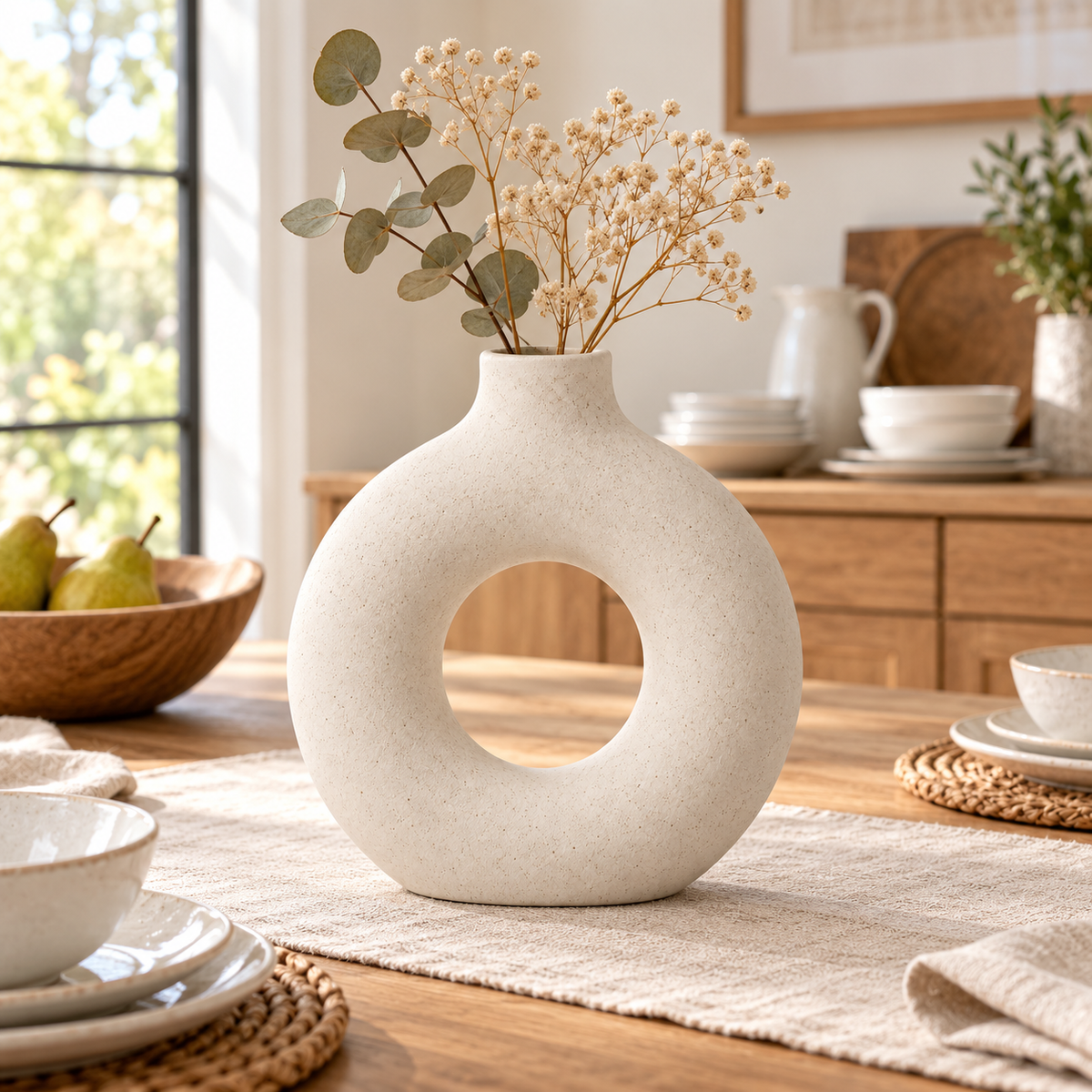 🏺 Home Decor | Ceramic Vase | Tabletop Gift | Donut Silhouette