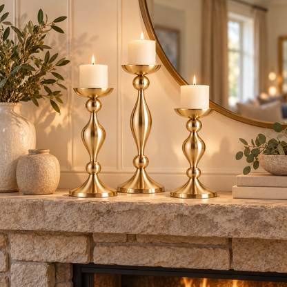 🕯️ Candle Holders | Metal | Dining | For Women | Champagne Glow