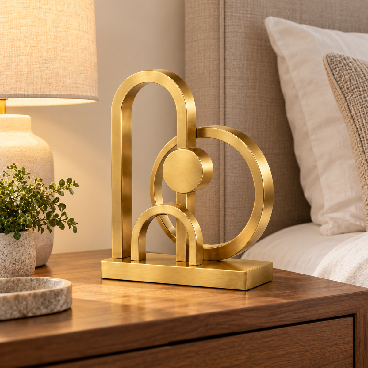 🔶 Home Decor | Brass Sculpture | Tabletop Gift | Geometric Elegance