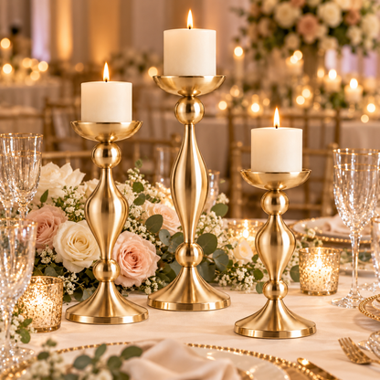 🕯️ Candle Holders | Metal | Dining | For Women | Champagne Glow