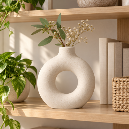 🏺 Home Decor | Ceramic Vase | Tabletop Gift | Donut Silhouette