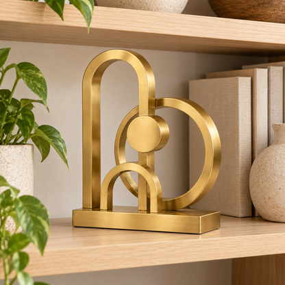 🔶 Home Decor | Brass Sculpture | Tabletop Gift | Geometric Elegance