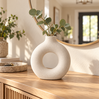 🏺 Home Decor | Ceramic Vase | Tabletop Gift | Donut Silhouette
