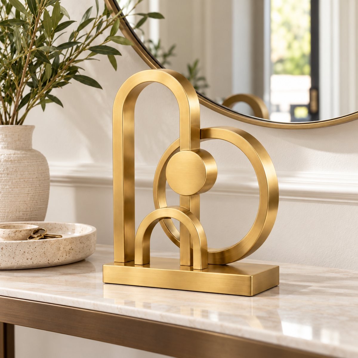 🔶 Home Decor | Brass Sculpture | Tabletop Gift | Geometric Elegance