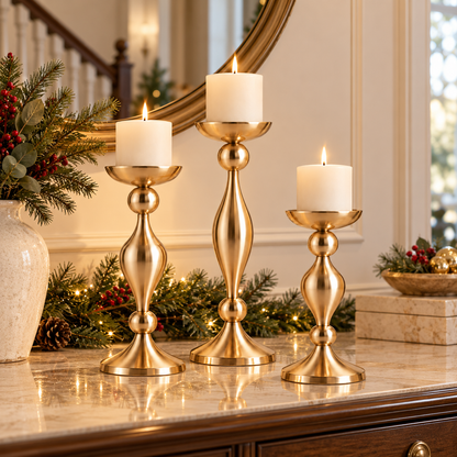 🕯️ Candle Holders | Metal | Dining | For Women | Champagne Glow