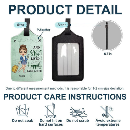 Couples Leather Luggage Tag Set – Custom Travel Partners Design with sightseeing illustration, perfect unique gift for the traveler you love